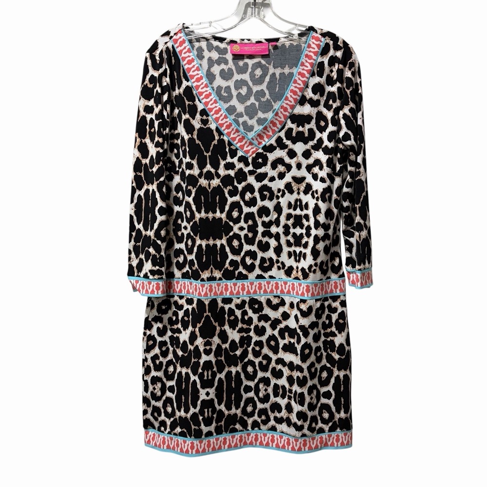 Macbeth Collection by Margaret Josephs Sheath Dress Leopard Print Black Medium